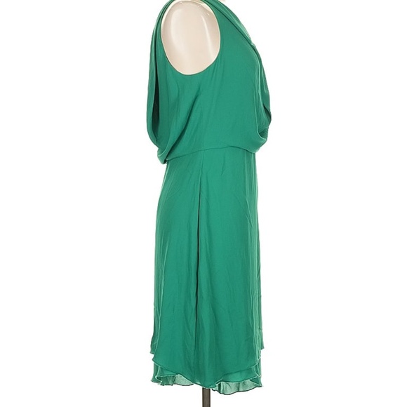 BCBG MAXAZRIA Size 02 Green One Shoulder Dress Ruffle Women Stylish Cut - Picture 3 of 4
